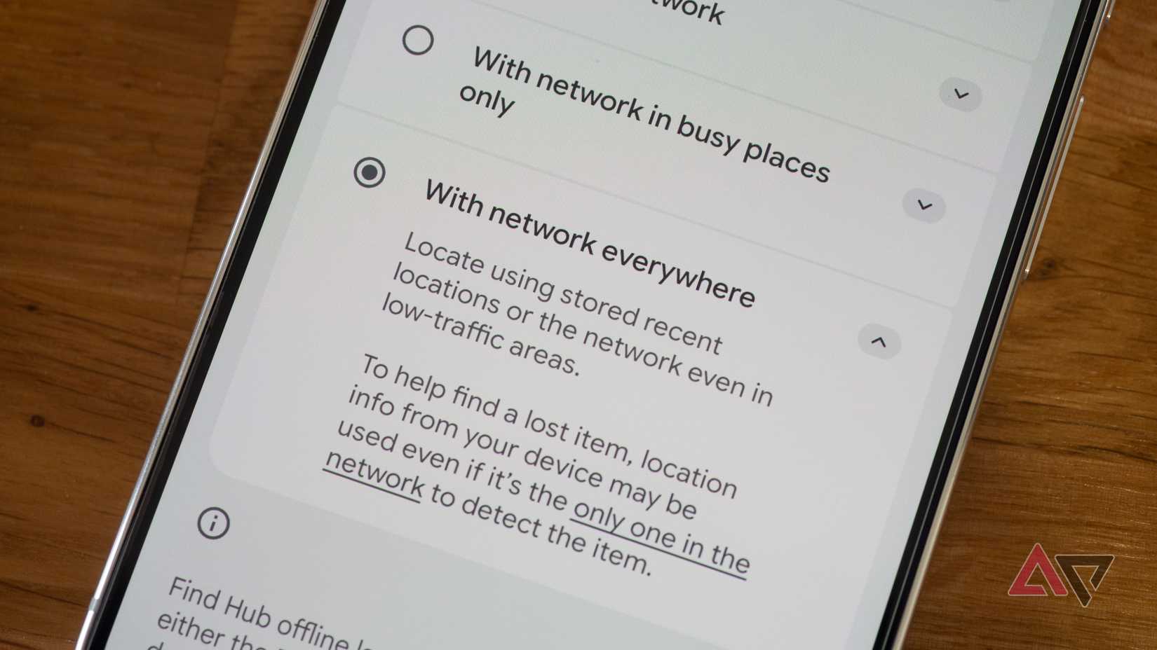 Google Pixel 11 Pro XL settings showing the Find Hub "with network everywhere" selected