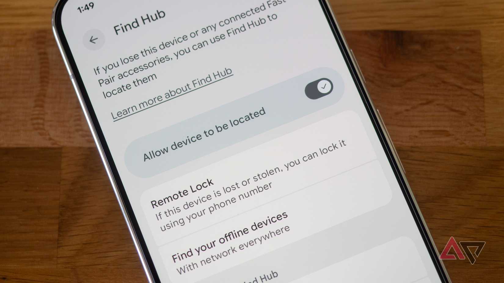 Google Pixel 11 Pro XL settings showing the Find Hub settings
