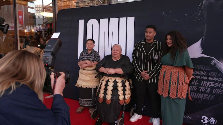Guests on the red carpet outside Auckland's Civic Theatre ahead of the New Zealand premiere of Lomu.