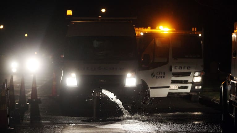 Hastings District Council contractors check water mains on Te Aute Rd in Havelock North, after a gastro outbreak in the village on August 12, 2016.