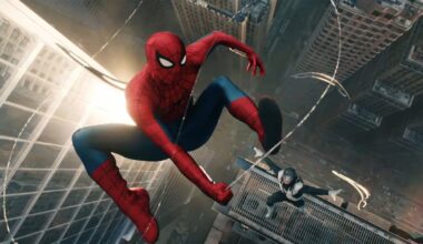 Spider-Man swinging away from an attack from Boomerang in Spider-Man: Brand New Day