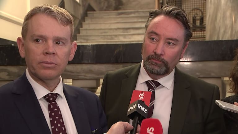 Labour leader Chris Hipkins and spokesperson Reuben Davidson.