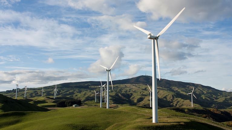 Wind turbines.