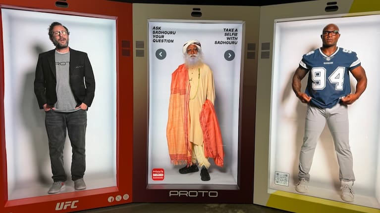 Lifelike chatbots powered by artificial intelligence are displayed in Los Angeles.