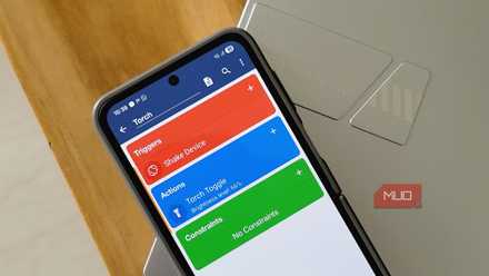 Macrodroid app open on a Samsung Galaxy Z Flip 6