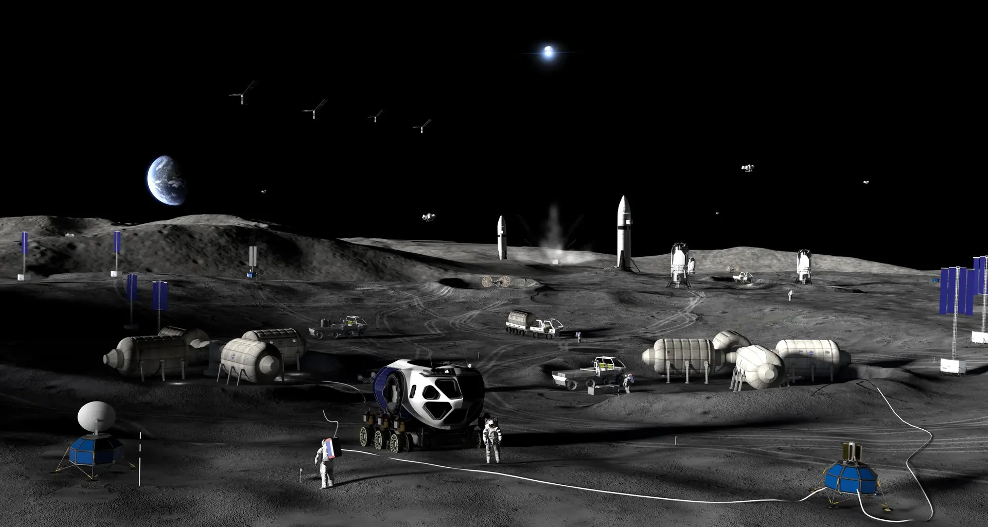 Future missions on the Moon will need water for life support, manufacturing, and transportation. Scientists are working to find that water now, locked away in surface and subsurface deposits. Credit: NASA