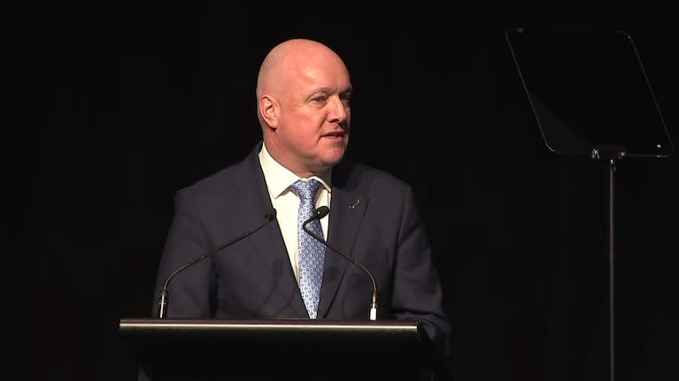 National leader Christopher Luxon announces a South Island growth plan in Christchurch on Friday.