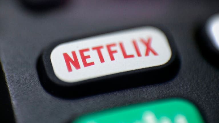 Netflix logo on a remote control.