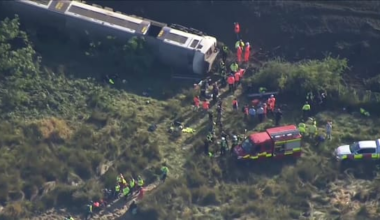 Passenger train derails after carriages overturn in southern England