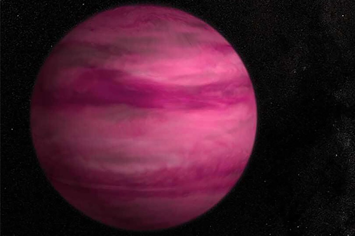 Pink Planet GJ504b is a giant exoplanet or small brown dwarf. Astronomers found slaty clouds around it. Credit: NASA/Goddard Space Flight Center