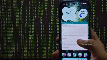 Pixel 10 in hand with KDE Connect widget open triggering cmatrix remotely on Linux PC.