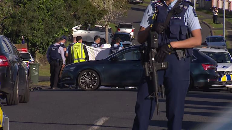 Police at the scene of a double homicide in Wattle Downs, Manurewa.