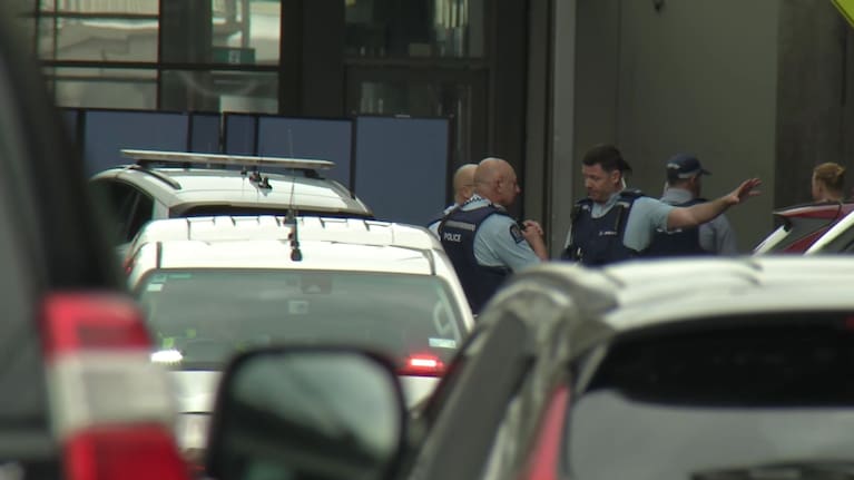 Police officers at Auckland's Sylvia Park.