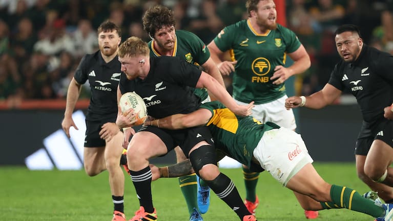 Prop Fletcher Newell carries the ball against the Springboks.