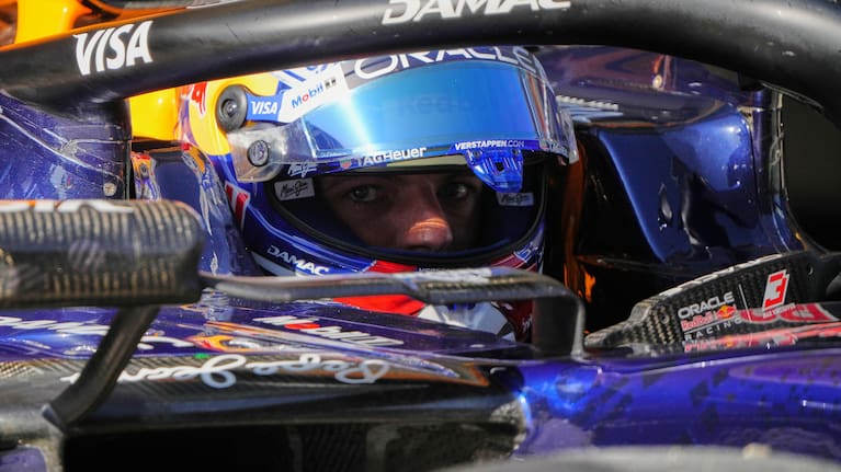 Red Bull driver Max Verstappen of the Netherlands waits inside his car during the qualifying session of the Chinese Formula One Grand Prix at the Shanghai International Circuit, in Shanghai, China