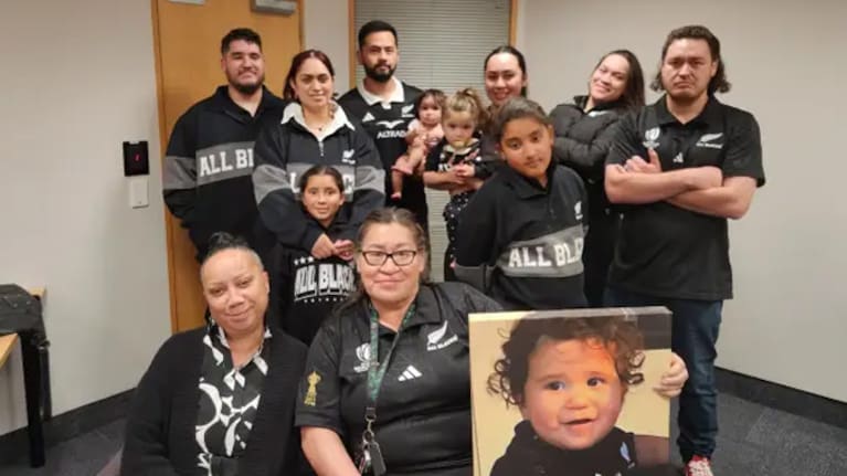 River Albert-Wihone's family at the inquest into his death. (Source: RNZ / Finn Blackwell)