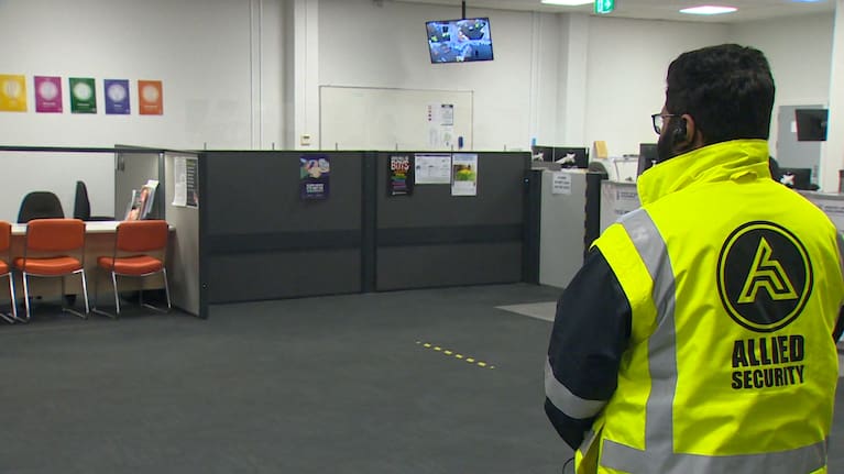 Security pictured at a Work and Income office (File image).
