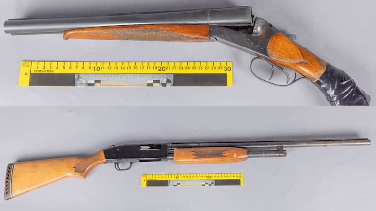 Shotguns seized by police in a Hastings Raid.