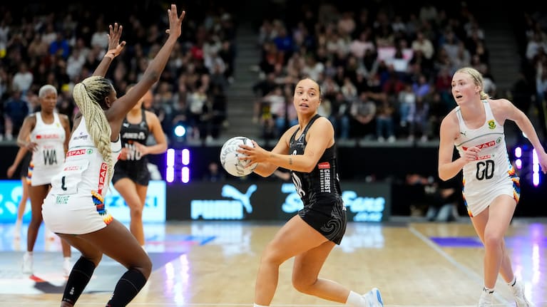 Silver Ferns Mila Reuelu-Buchanan during the Silver Ferns v South Africa SPAR Proteas Taini Jamieson Trophy match at Eventfinda Stadium, Auckland, New Zealand, on Sunday September 21st 2025.