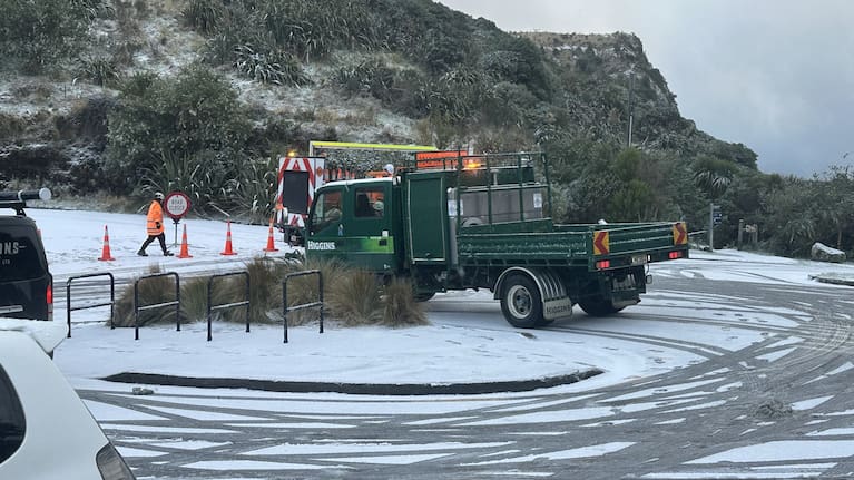 Snow on the Port Hills as a wintry blast sweeps up the country.