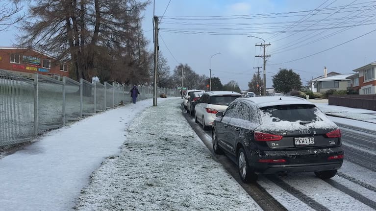 Snow pictured in residential suburbs Brockville and Halfway Bush, in Dunedin.