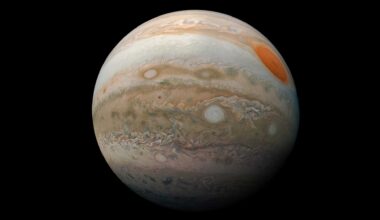 Just 3.8 million years after the solar system’s first solids formed, Jupiter was still roughly twice its current radius and its surface magnetic field was about 50 times stronger — conclusions a 2025 Nature Astronomy study reconstructed partly from the slight orbital tilts of two tiny inner moons, Amalthea and Thebe.