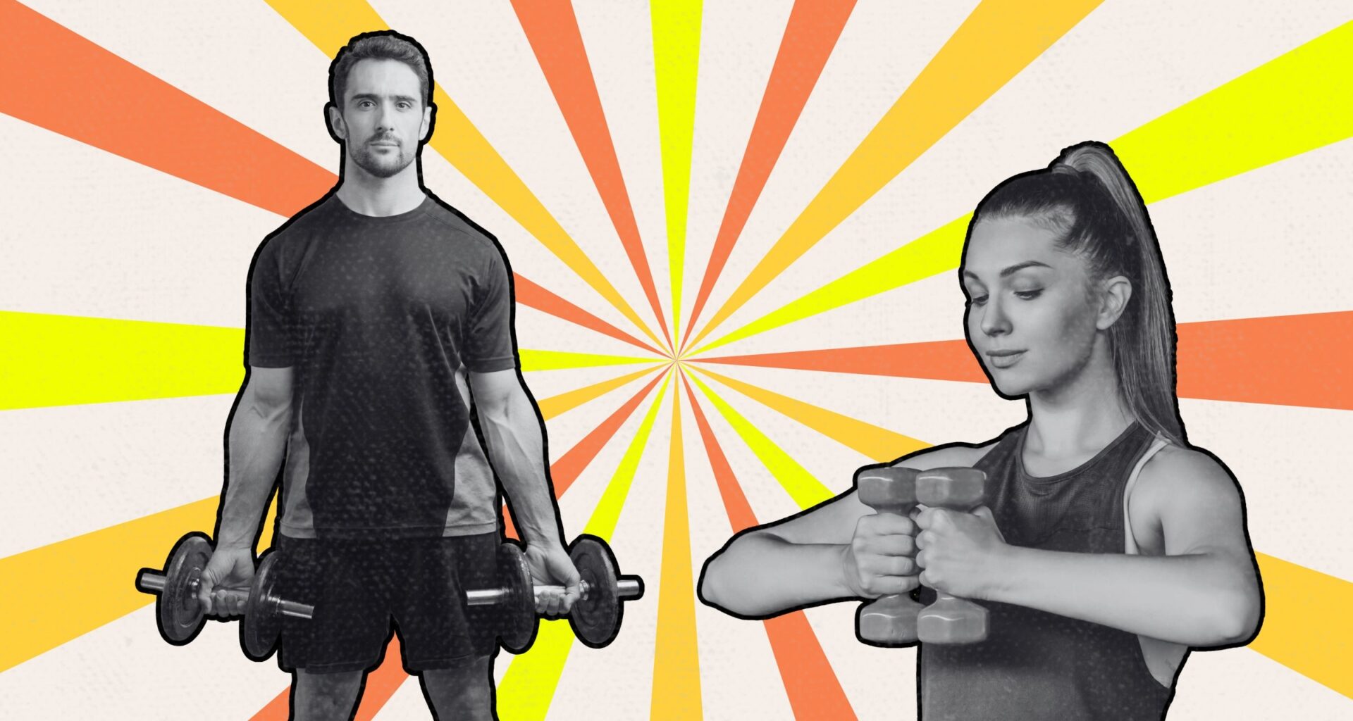 two people doing standing dumbbell exercises