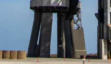 SpaceX Starship with Super Heavy booster on the launch pad at Starbase in Texas