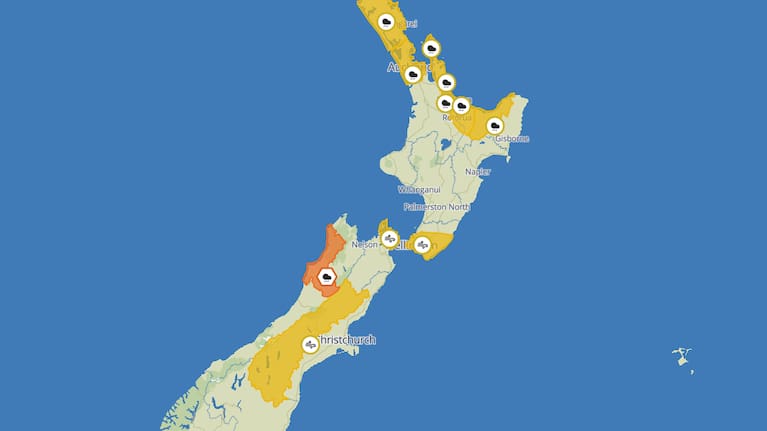 The current weather warnings in place.