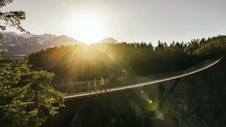 The Golden Skybridge features two of Canada's highest suspension bridges with views of the Purcell and Rocky Mountains.