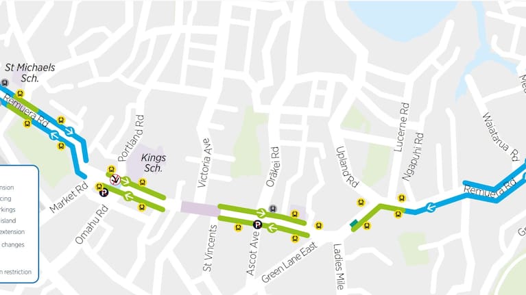 The proposed new lanes on Remuera Road.