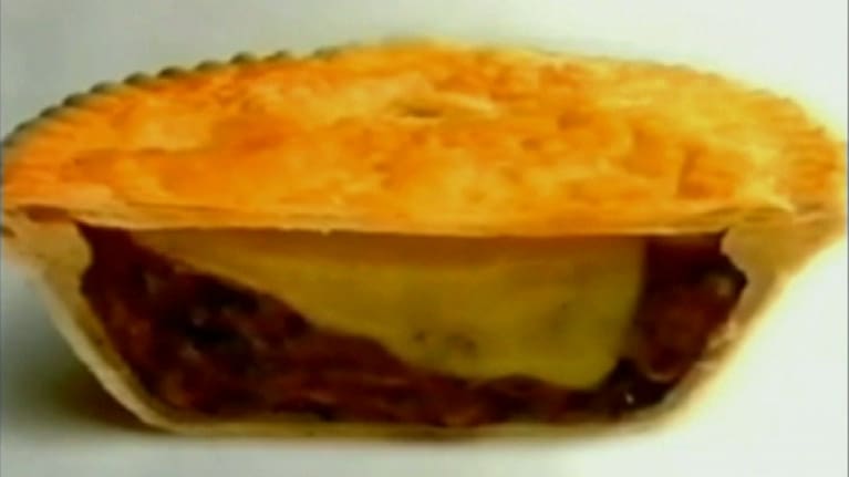The specific combination of mince and cheese was not sold by any major commercial brand until Georgie Pie.