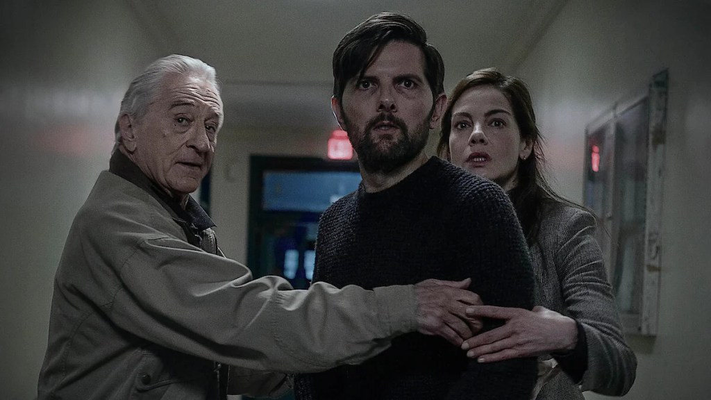 Adam Scott, Robert De Niro and Michelle Monaghan in "The Whisper Man"