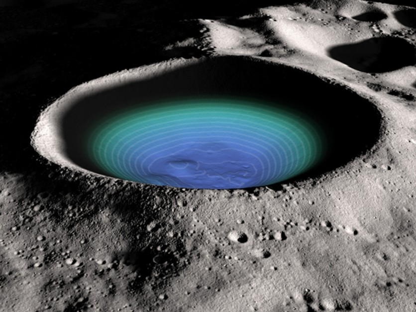 Topographic Measurement of a Crater on the Moon