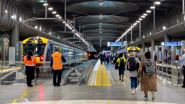 Trains at Britomart Station in Auckland (file image).