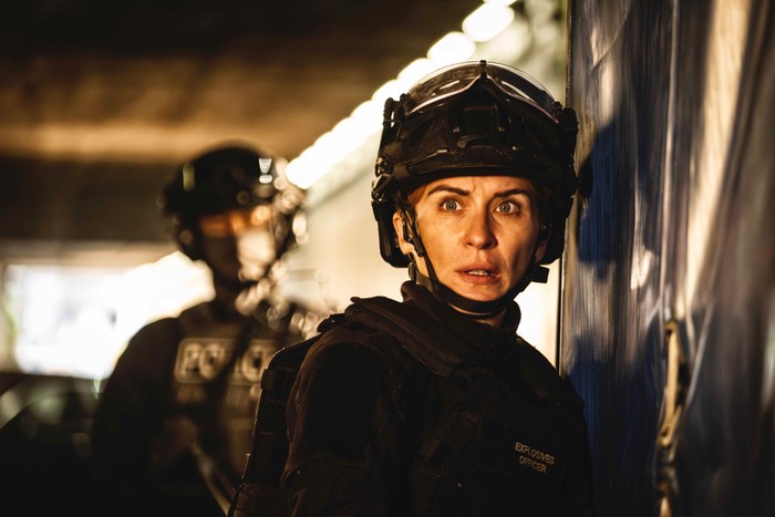 trigger-point-vicky-mcclure-s4 Vicky McClure as Lana Washington standing in a tunnel in her uniform and helmet.