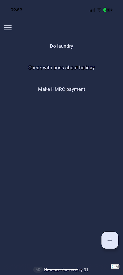 white list of reminders on blue background
