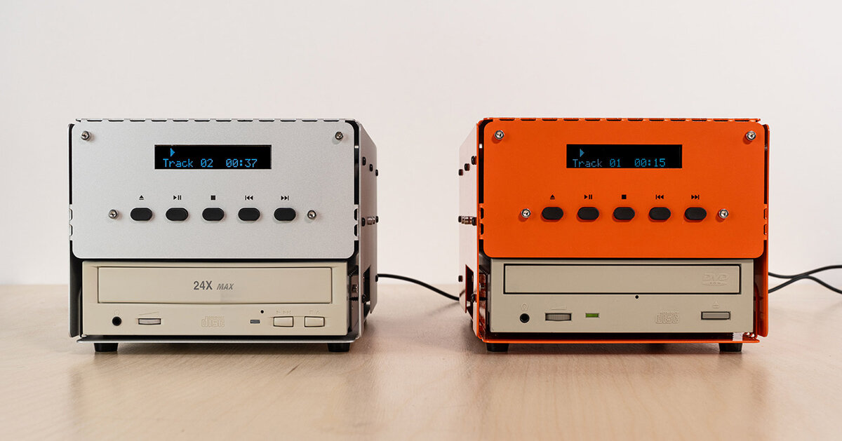 used CD-ROM drives find new life inside modular aluminum audio player