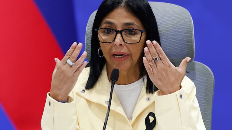Venezuela's acting President Delcy Rodríguez speaks during a press conference addressing the government's response to the back-to-back earthquakes in Caracas, Venezuela, Thursday, July 2, 2026.