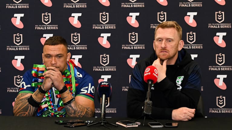 Warriors captain James Fisher-Harris and coach Andrew Webster.