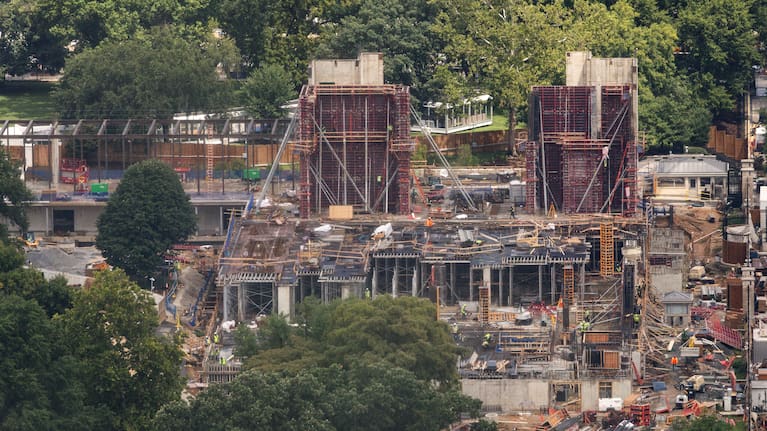 White House Ballroom construction continues Wednesday, August 5, 2026, at the White House in Washington.