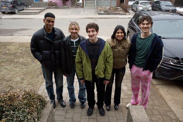 The Adults crew are back (from left): 
Owen Thiele as Anton, Lucy Freyer as Billie, Malik Elassal as Samir, 
Amita Rao as Issa and Jack Innanen
as Paul Baker.