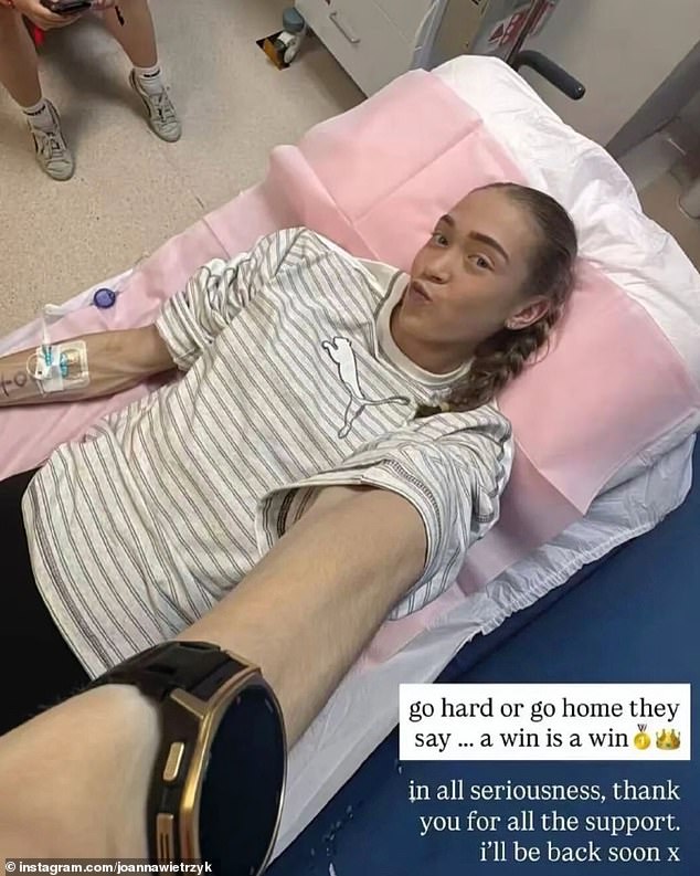 The world record holder was hospitalised following the event in Beijing but remained determined following the incident, saying: 'Go hard or go home they say... a win is a win'