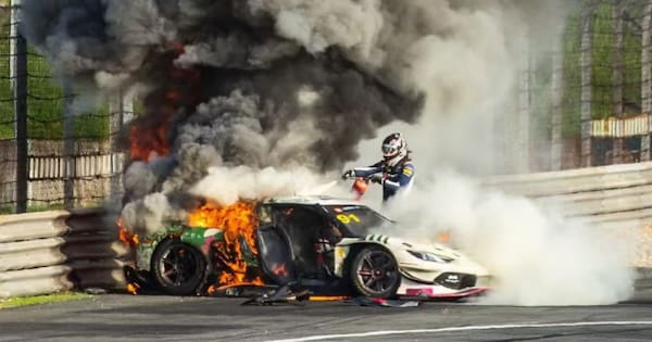 'Owe you my life': Dutch racing driver pulls rival from fiery crash