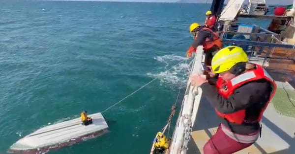 Watch: Teen rescued after clinging to capsized boat for days off Alaska