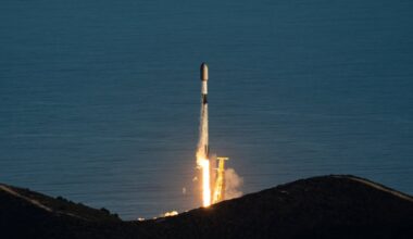 SpaceX Falcon 9 rocket launching Starlink satellites.