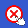 Cross icon. Reject, decline concept. Hand Mouse Cursor Clicks the Button. Pointer Push Press