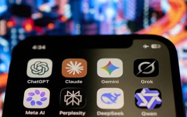 ChatGPT, Claude, Gemini, and Grok application icons are seen in a folder on a smartphone screen in this illustration photo taken on September 9, 2026. (Photo by Matteo Della Torre/NurPhoto) (Photo by Matteo Della Torre / NurPhoto via AFP)