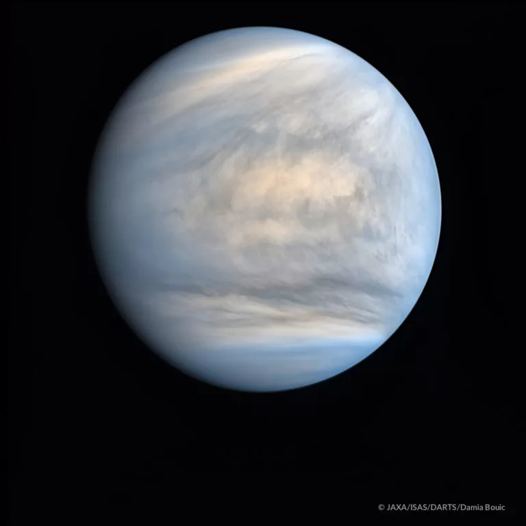 Global view of Venus as seen from the Akatsuki spacecraft. Credit - JAXA / ISAS / DARTS / Damia Bouic