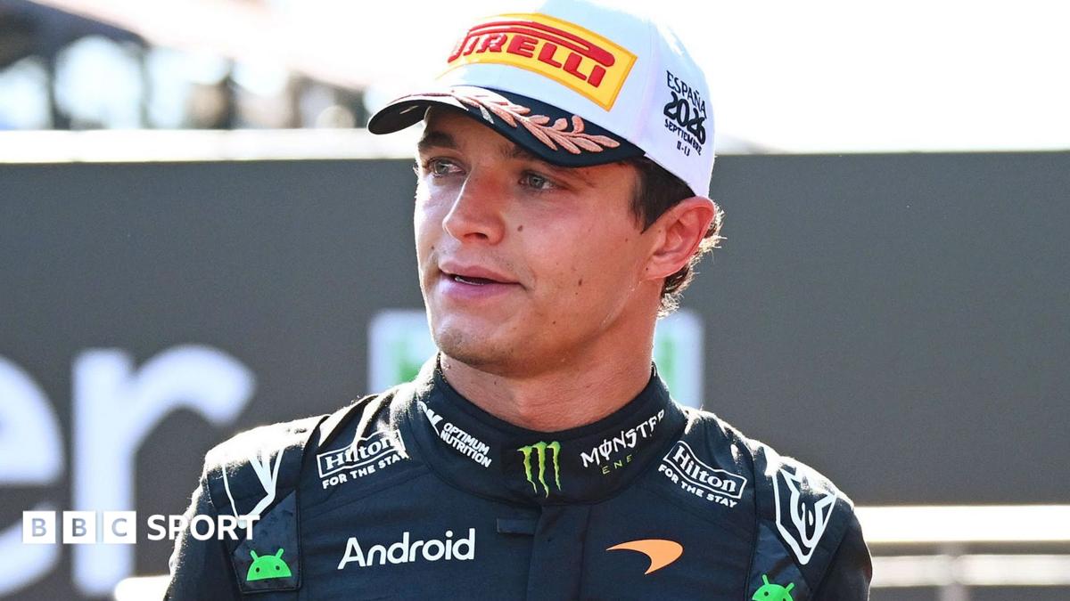 Lando Norris walking off the podium following the Spanish Grand Prix